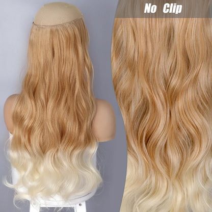 Clip-Free Straight Hair Extension Long Synthetic Hairpiece