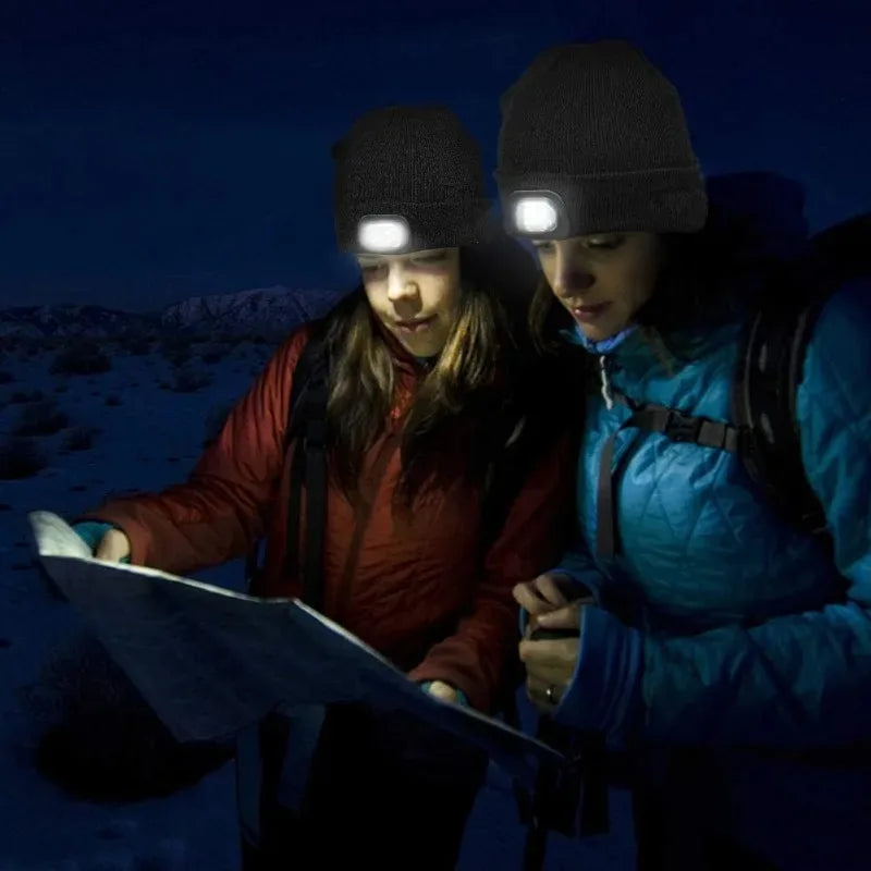 LED Beanie Hat with Built-In Headlamp – USB Rechargeable