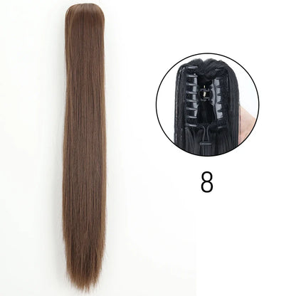 Claw Clip Ponytail Extension 24 Inch Wavy Synthetic Hair Heat Resistant