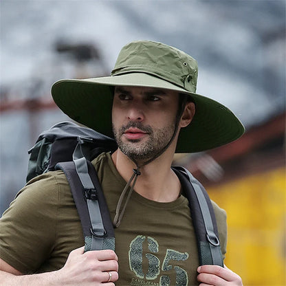 Men's Wide Brim Sun Hat – UV Protection Mesh Boonie Hat for Hiking & Fishing
