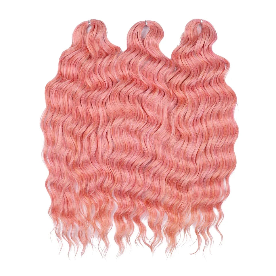 24 Inch Water Wave Crochet Braiding Hair Extensions – Synthetic Ombre
