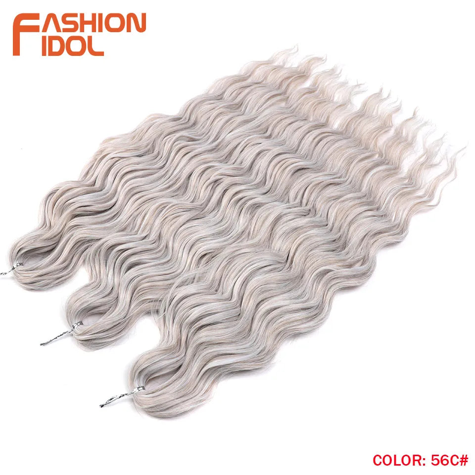 24 Inch Water Wave Crochet Braiding Hair Extensions – Synthetic Ombre