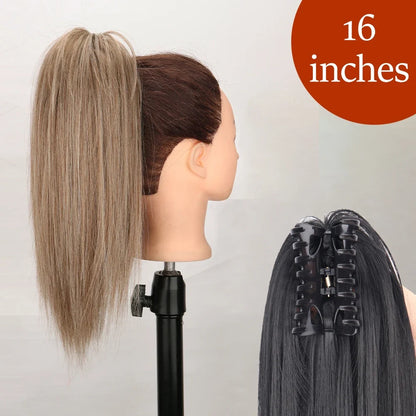 Claw Clip Ponytail Extension 24 Inch Wavy Synthetic Hair Heat Resistant