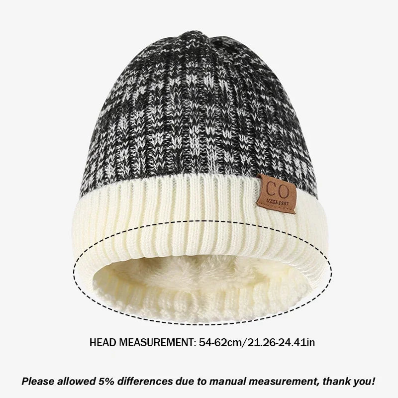 Fleece-Lined Knit Beanie Hat – Unisex Warm Winter Skull Cap