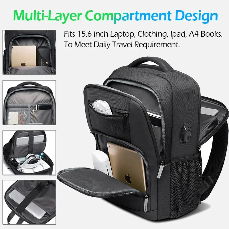 Laptop Backpack 15.6" with USB Charging Port – Waterproof Travel Bag