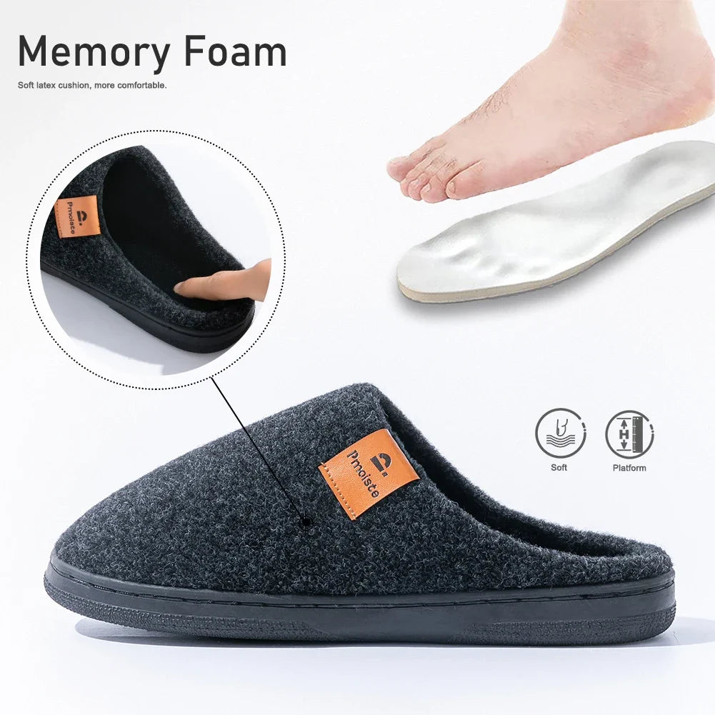 Winter Platform House Slippers – Warm Felt Non-Slip Indoor Shoes