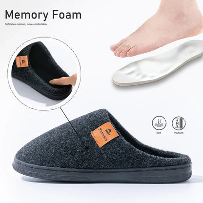 Men's Winter Warm Slippers – Fleece-Lined Non-Slip Indoor House Shoes