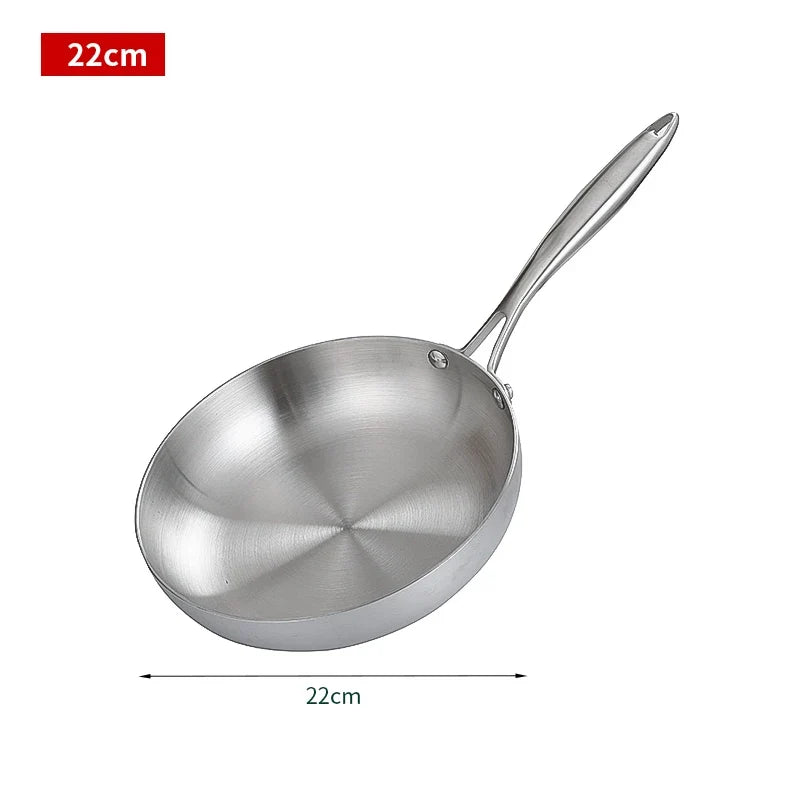 304 Stainless Steel Uncoated Frying Pan – Healthy Cookware for Gas & Induction