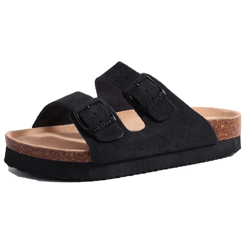Suede Mule Clogs – Women's Cork Arch Support Outdoor Slippers