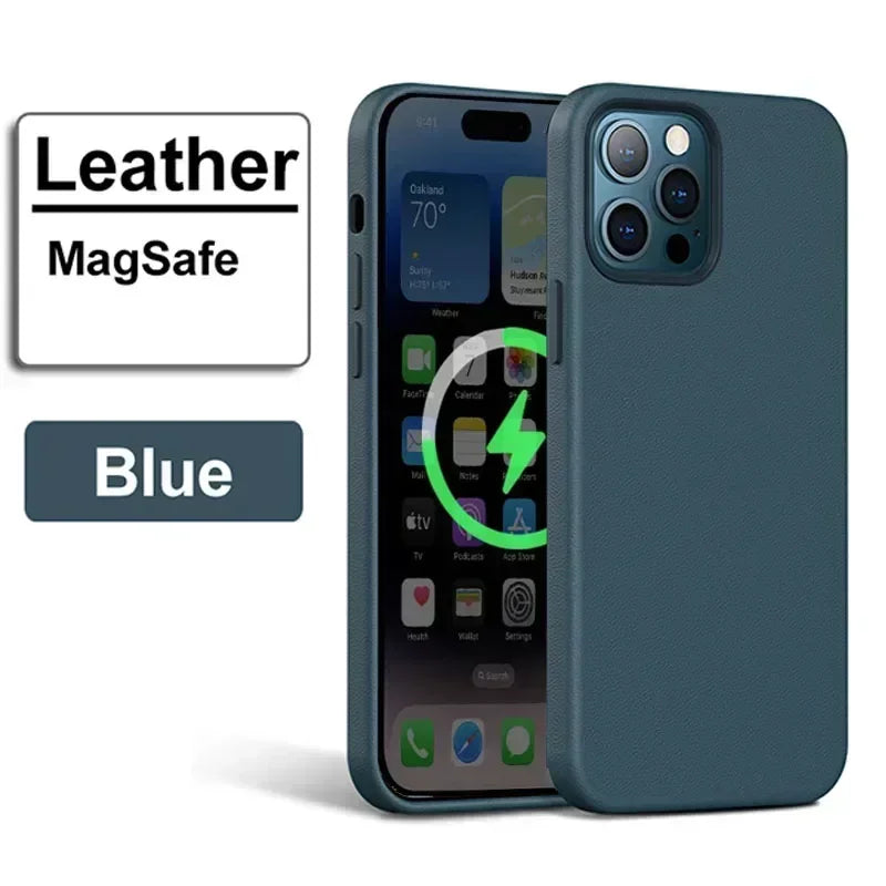 Magnetic Leather iPhone Case - MagSafe Compatible, iPhone 12-17 Series