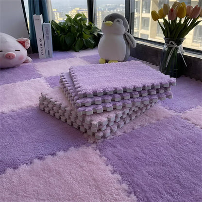 Soft Plush Interlocking Play Mat Tiles for Kids – 30x30cm Puzzle Carpet
