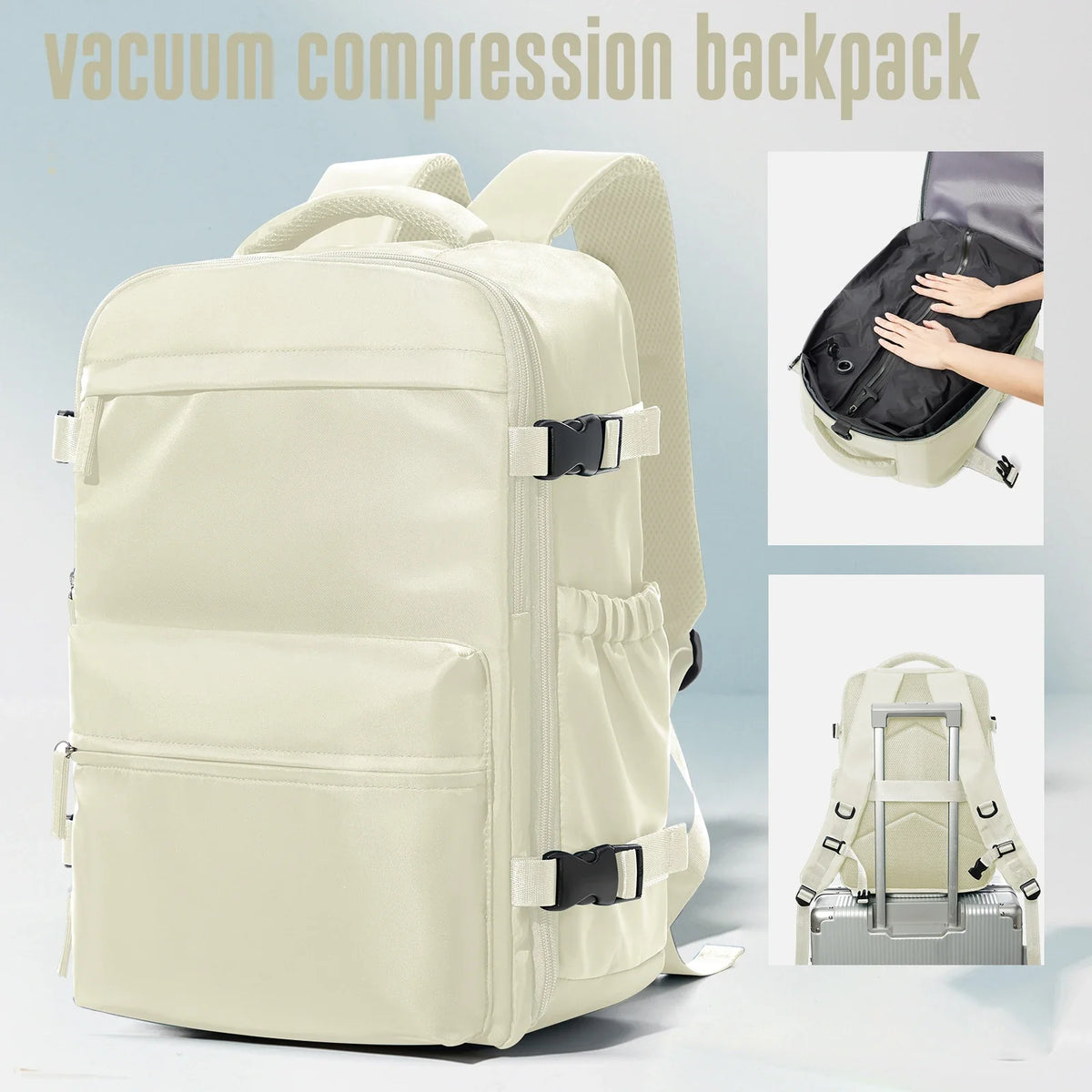 Vacuum Compression Travel Backpack – Large Capacity Expandable Laptop Bag for Men & Women