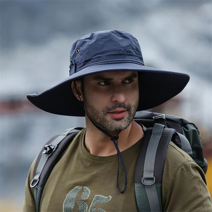 Men's Wide Brim Sun Hat – UV Protection Mesh Boonie Hat for Hiking & Fishing