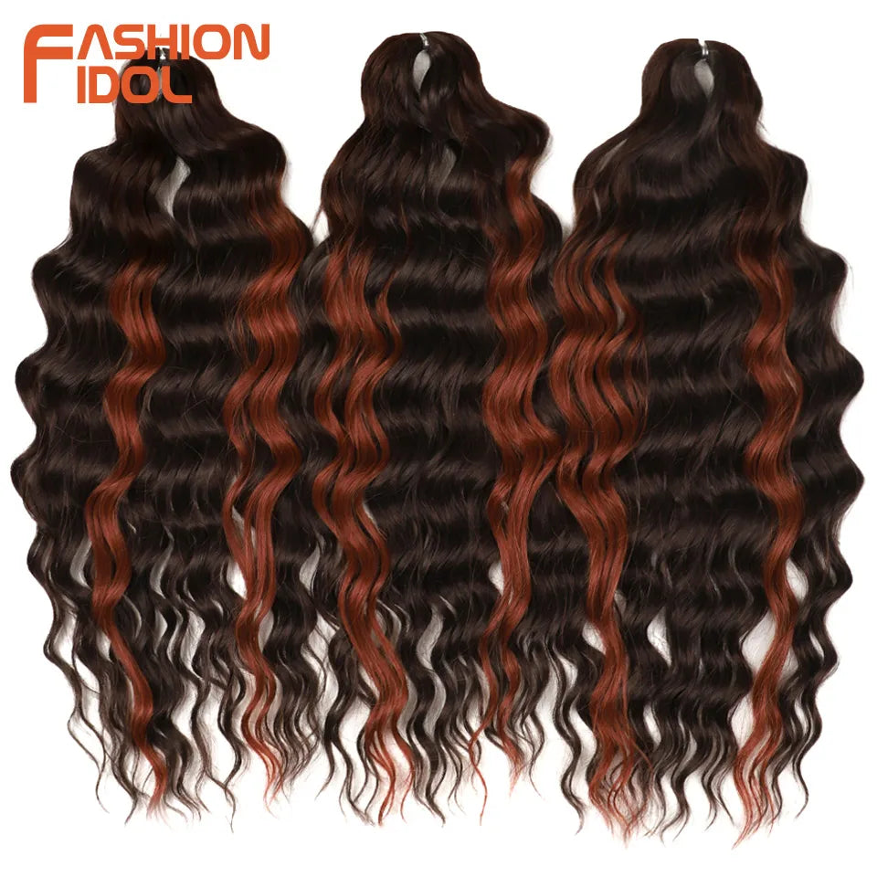 24 Inch Water Wave Crochet Braiding Hair Extensions – Synthetic Ombre