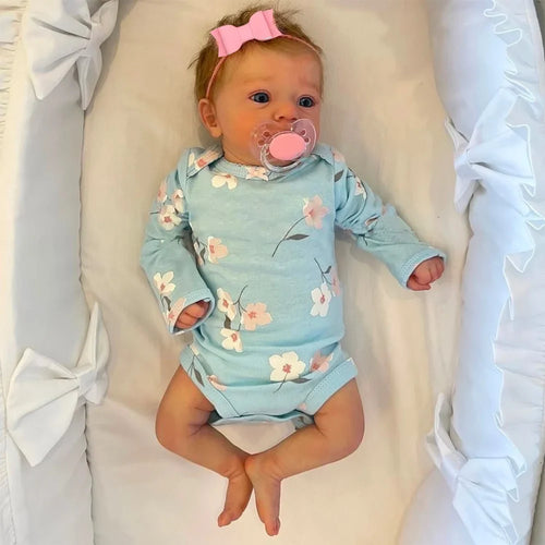Felicia 46cm Reborn Baby Doll – Open Blue Eyes & Hand-Rooted Hair