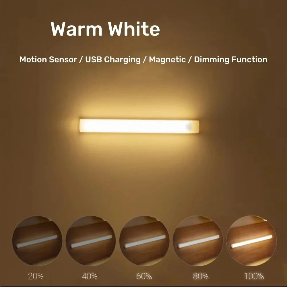 Motion Sensor LED Cabinet Light USB Rechargeable Magnetic Wireless 3 Color Modes