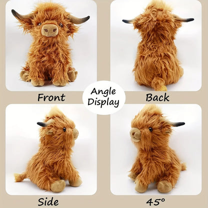 Highland Cow Stuffed Animal Plush Toy – Soft Kawaii 25cm