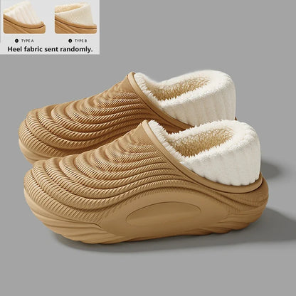 Plush Lined EVA Slippers Women Winter Warm Waterproof Non-Slip