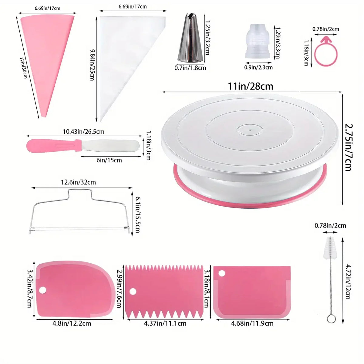 Cake Decorating Set 80pcs – Turntable, Piping Tips, Bags & Scrapers