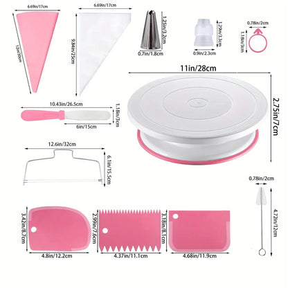Cake Decorating Set 80pcs – Turntable, Piping Tips, Bags & Scrapers