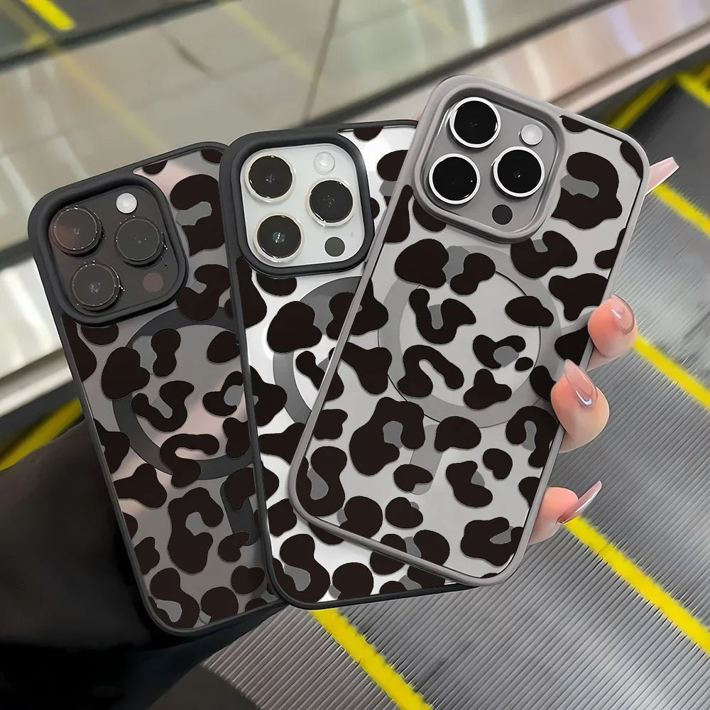 Leopard Print Star iPhone Case – Matte MagSafe Cover