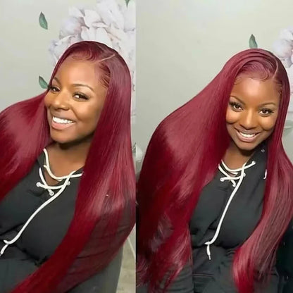 Burgundy 99J Straight HD Lace Front Wig 13x4/13x6 Human Hair