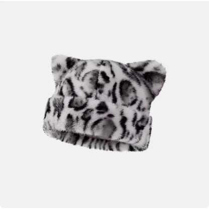 Plush Bear Ear Beanie – Cute Fluffy Winter Hat for Women