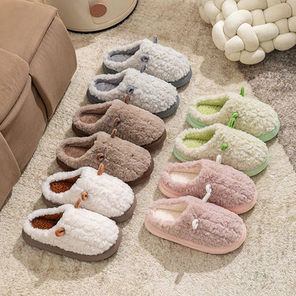Fluffy Bunny Slippers – Warm Closed-Toe Plush House Shoes for Women & Men