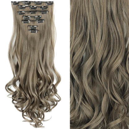 Clip-In Hair Extensions 7pcs 16 Clips Wavy Synthetic 24 Inch