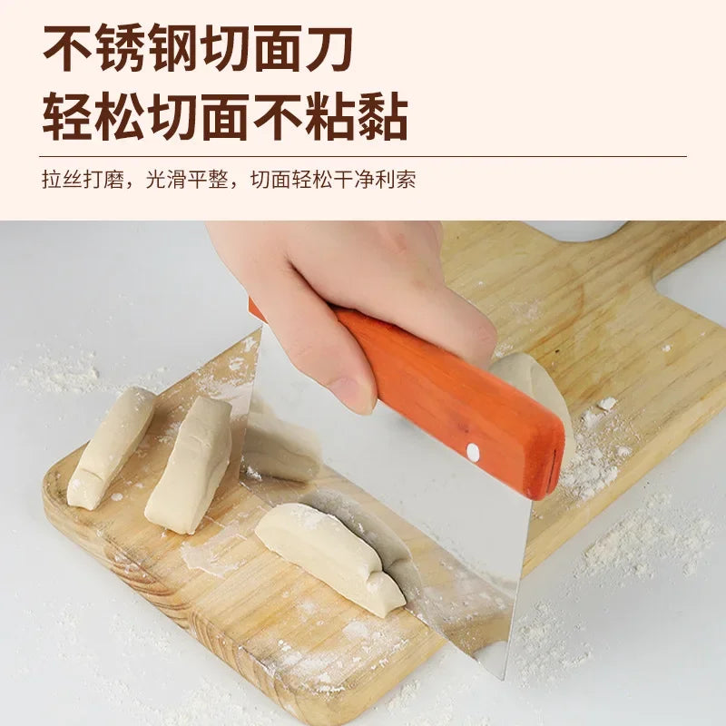 Stainless Steel Dough Scraper with Wooden Handle