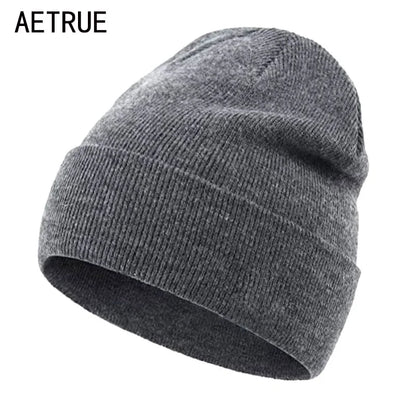 Solid Knit Beanie – Unisex Cuffed Winter Skull Cap