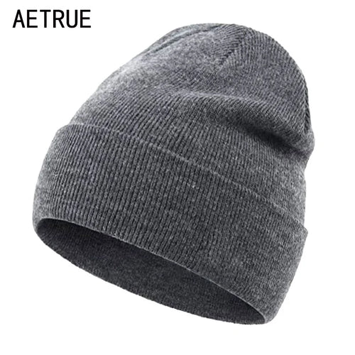 Solid Knit Beanie – Unisex Cuffed Winter Skull Cap