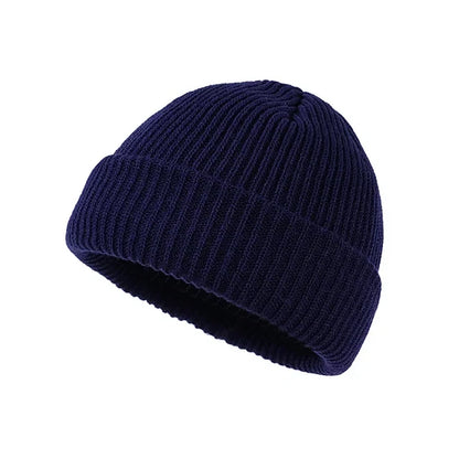 Solid Color Knit Beanie for Men & Women – Warm Winter Skull Cap