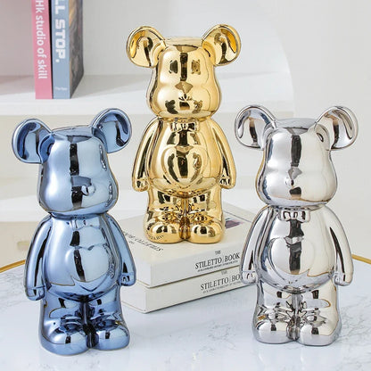 Bear Brick Ceramic Statue – Holographic Iridescent Bear Figurine Decor