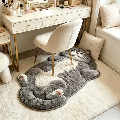 Cat-Shaped Area Rug – Cute Cartoon Floor Mat for Bedroom & Living Room