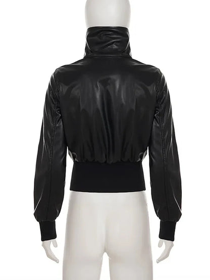 Women's Vintage PU Leather Jacket – Alt Grunge Zipper Coat