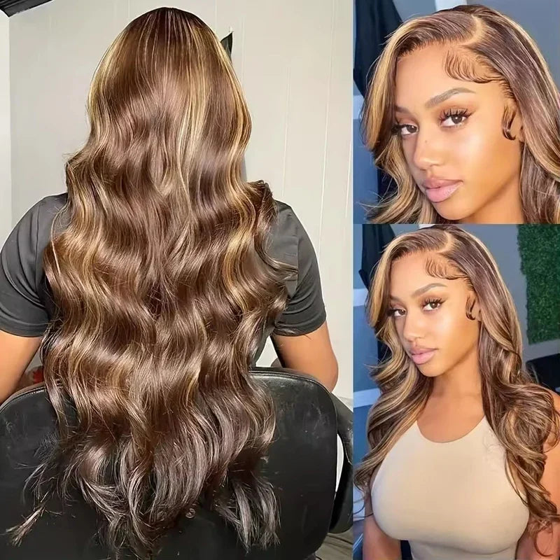 P4/27 Highlight Body Wave Lace Front Wig 13x4 HD Human Hair