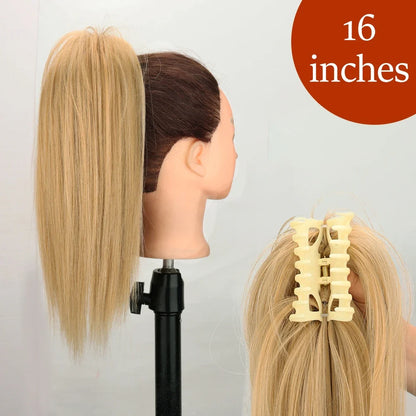 Claw Clip Ponytail Extension 24 Inch Wavy Synthetic Hair Heat Resistant