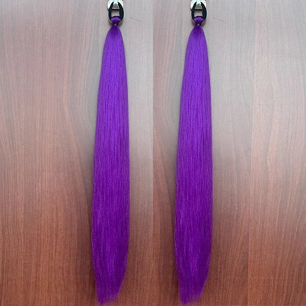 Long Straight Ponytail Extension 2pcs – Synthetic Hair with Rubber Band