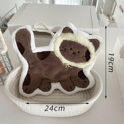 Cute Cat-Shaped Hand Towel – Hanging Absorbent Towel for Kids