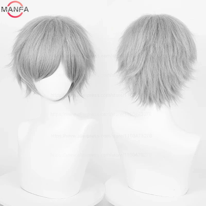 Short Straight Anime Cosplay Wig – 30cm, Multiple Colors for Men & Women