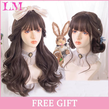 Cosplay Wig with Bangs – Long Straight Synthetic Hair 24 Inch