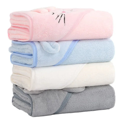 Baby Hooded Bath Towel – Soft Cartoon Animal Bathrobe Wrap for Newborns