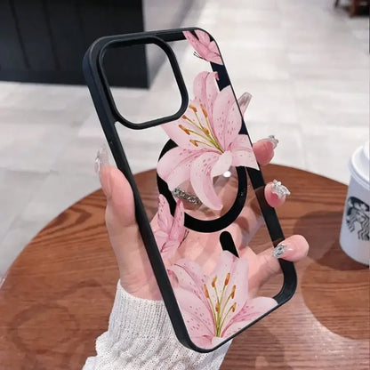 Pink Lily Magnetic iPhone Case – Floral MagSafe Cover