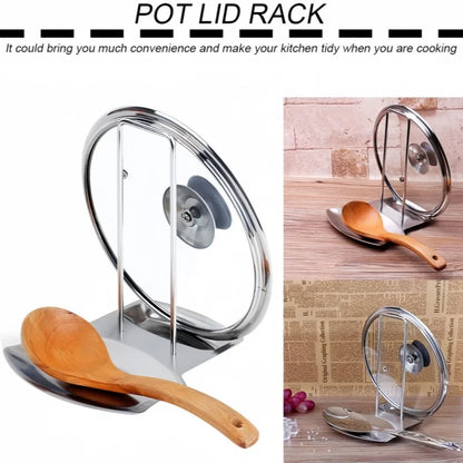 Pot Lid Rack & Spoon Rest – Stainless Steel Multifunctional Kitchen Organizer