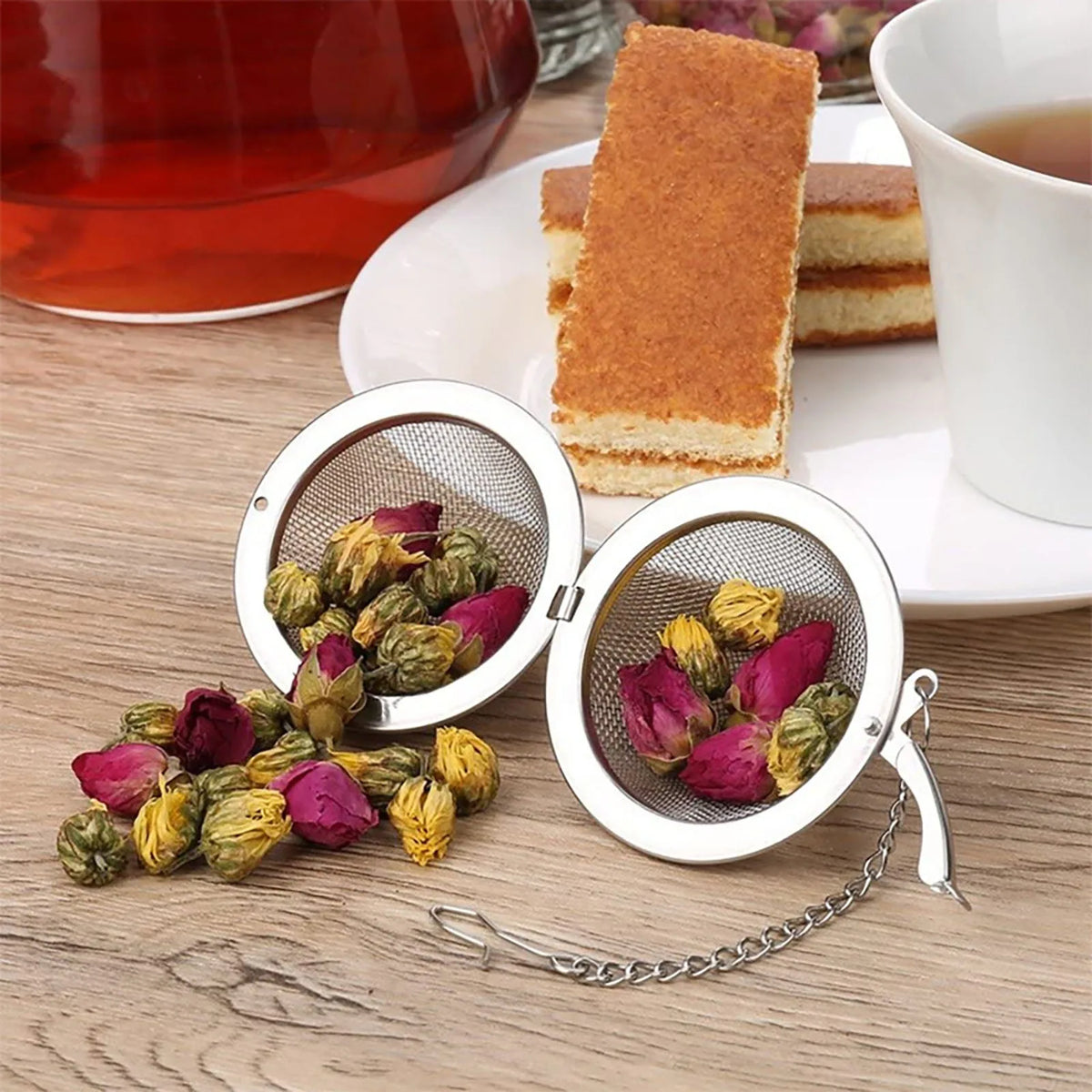 Stainless Steel Tea Ball Infuser with Chain – Fine Mesh