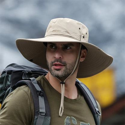 Men's Wide Brim Sun Hat – UV Protection Mesh Boonie Hat for Hiking & Fishing