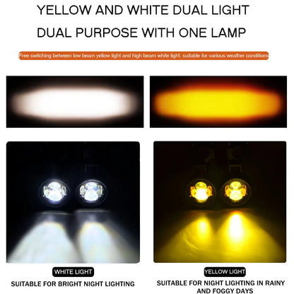 Motorcycle LED Fog Lights 100W Dual Spotlights with Wired Switch