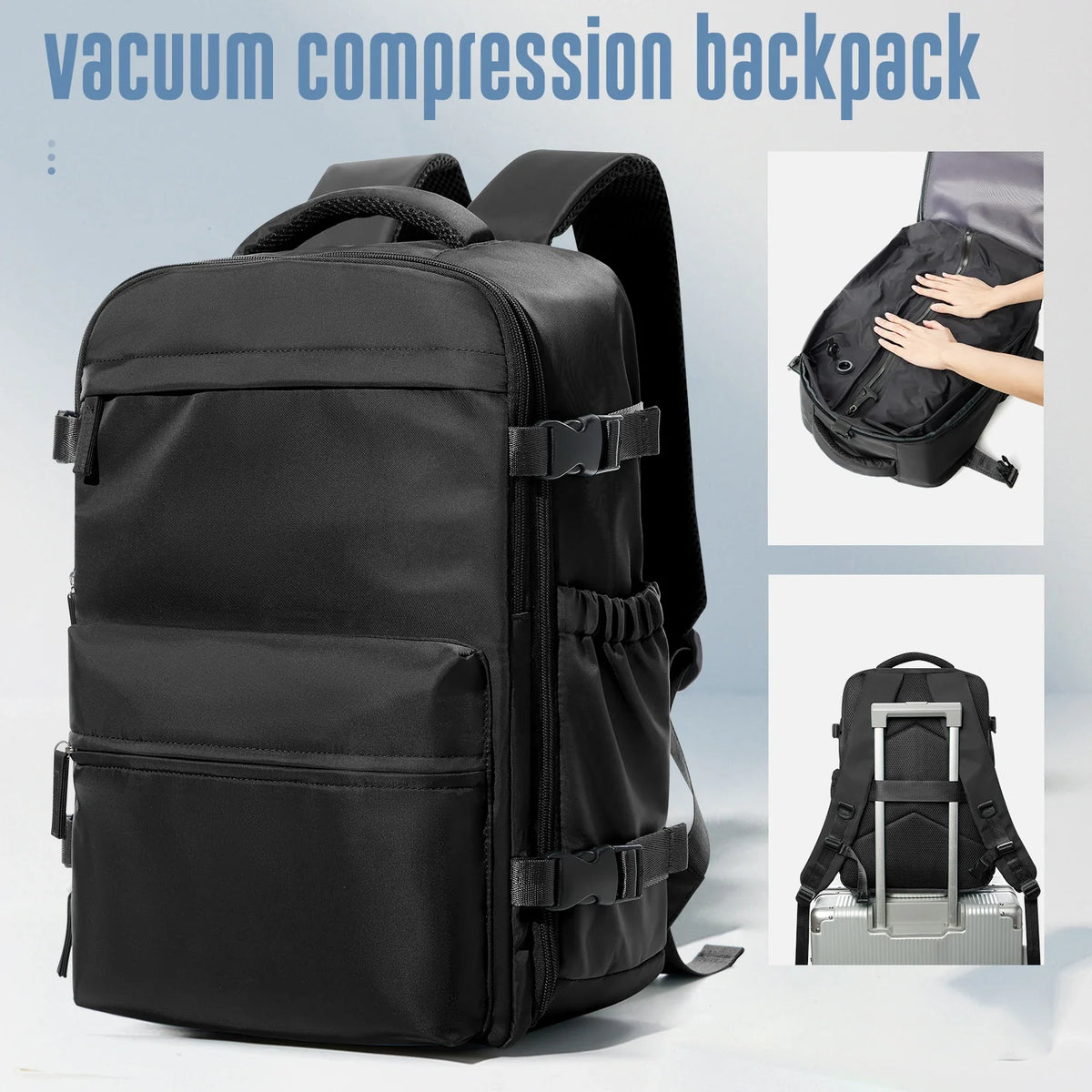 Vacuum Compression Travel Backpack – Large Capacity Expandable Laptop Bag for Men & Women