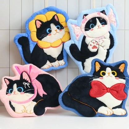 Cute Cat Hand Towel – Coral Fleece Hanging Bathroom Towel